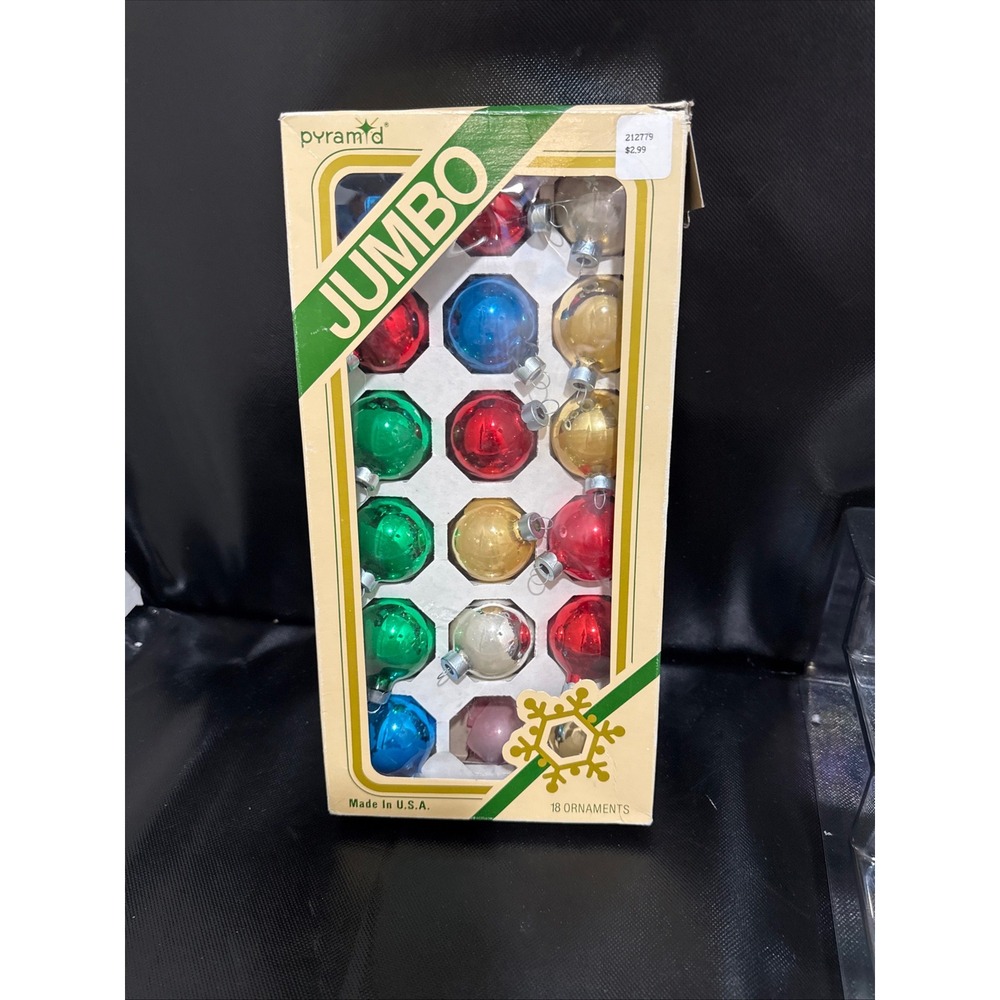 Pyramid‎ Jumbo Christmas Ornaments Red Blue Gold Green Silver 17 Piece Set